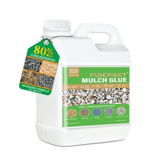 LOVFEN Mulch Glue 36OZ, covering adhesive for bonding stones, views, gardens, gravel, stones, leaves, bark, garden paths
