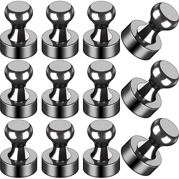 Jimin 12Pcs Black Fridge Magnets, Small and Strong Magnets for Whiteboard, Office, Classroom, Map, Kitchen
