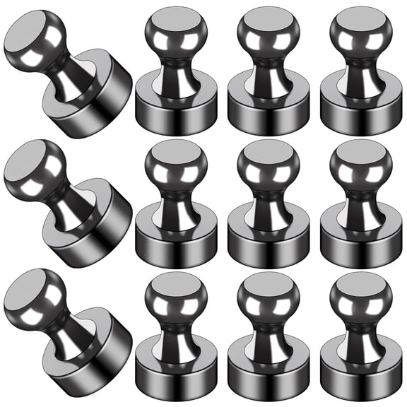LOVIMAG 12Pcs Strong Kitchen Magnets, Tiny Black Fridge Magnets for Whiteboard Offi Map, Holds 30+ Notes, Easy to Move, Professional Grade