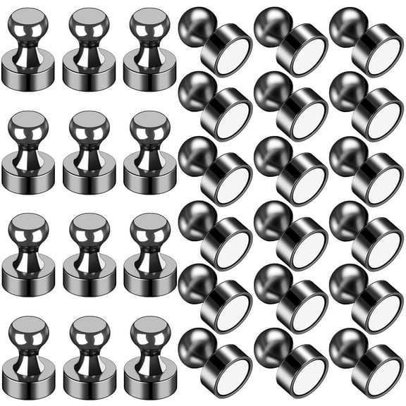 DIYMAG 30 Pcs Fridge Magnets, Small Neodymium Metal Push Pin Magnets for Whiteboard, Office, Decorative Magnet(Black)