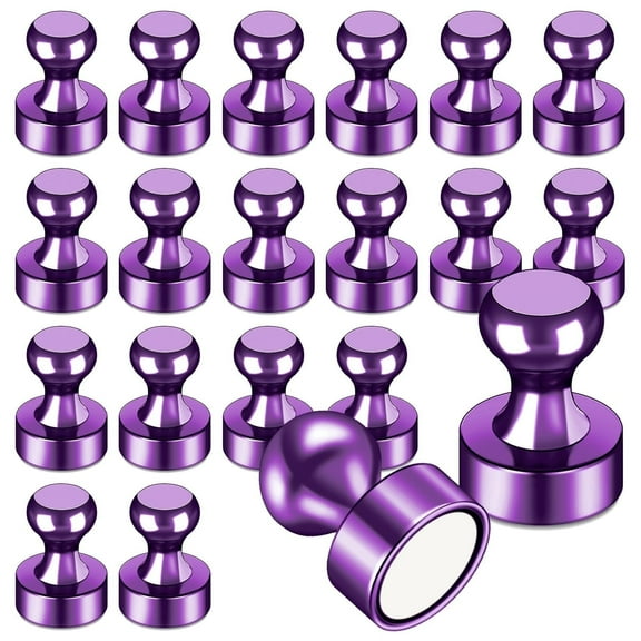 DIYMAG 30 Pcs Fridge Magnets, Small Neodymium Metal Push Pin Magnets for Whiteboard, Office, Decorative Magnet(Purple)