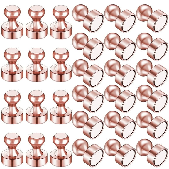 DIYMAG 30 Pcs Fridge Magnets, Small Neodymium Metal Push Pin Magnets for Whiteboard, Office, Decorative Magnet(Rose Gold)