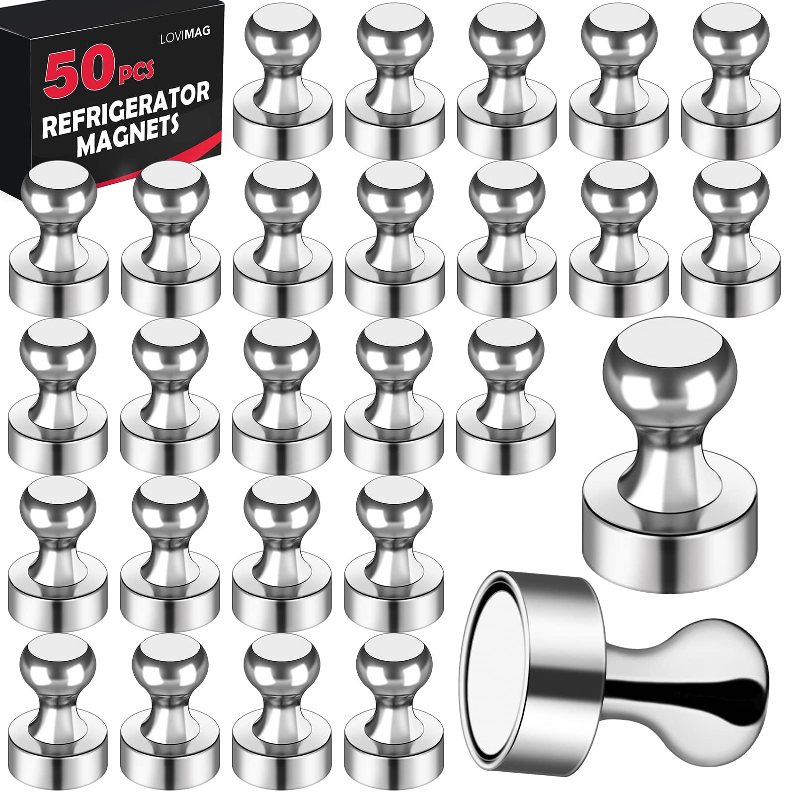 LOVIMAG 50Pcs Fridge Magnet Refrigerator Magnets for Whiteboard, Strong ...