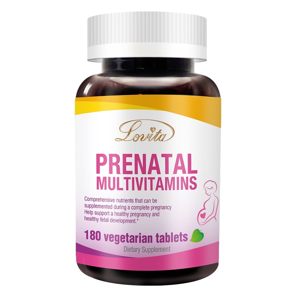 LOVITA Prenatal Multivitamins with Folic Acid & Iron, Support for Mom & Baby, 180 Vegan Tablets