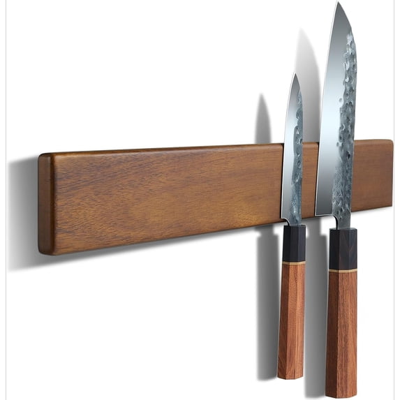 Magnetic Knife Strips, Magnetic Knife Holder for Wall 16 Inch, Acacia Wood Knife Magnetic Strip Use as Knife Bar, Knife Holder for Kitchen Utensil Organizer, Without hooks