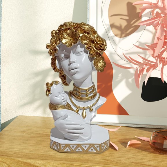 LOVIVER African Women Statue Female Sculpture Artwork Creative Lady Bust Figurine Aesthetic Ornament for Bedroom Tabletop Cabinet Decor B