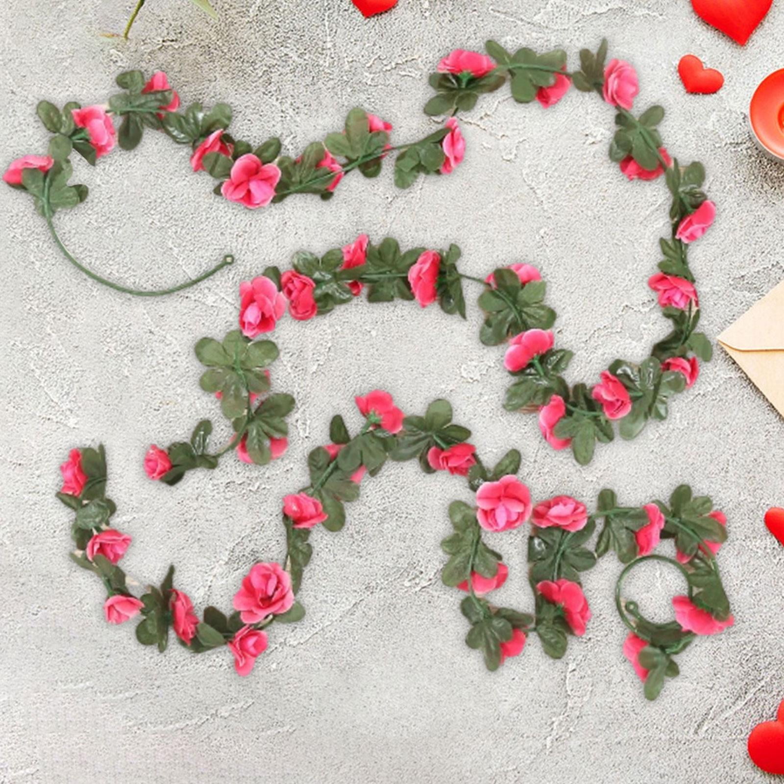 LOVIVER Artificial Flower Garland 45 Flowers Silk Flowers Rose Red 8ft ...
