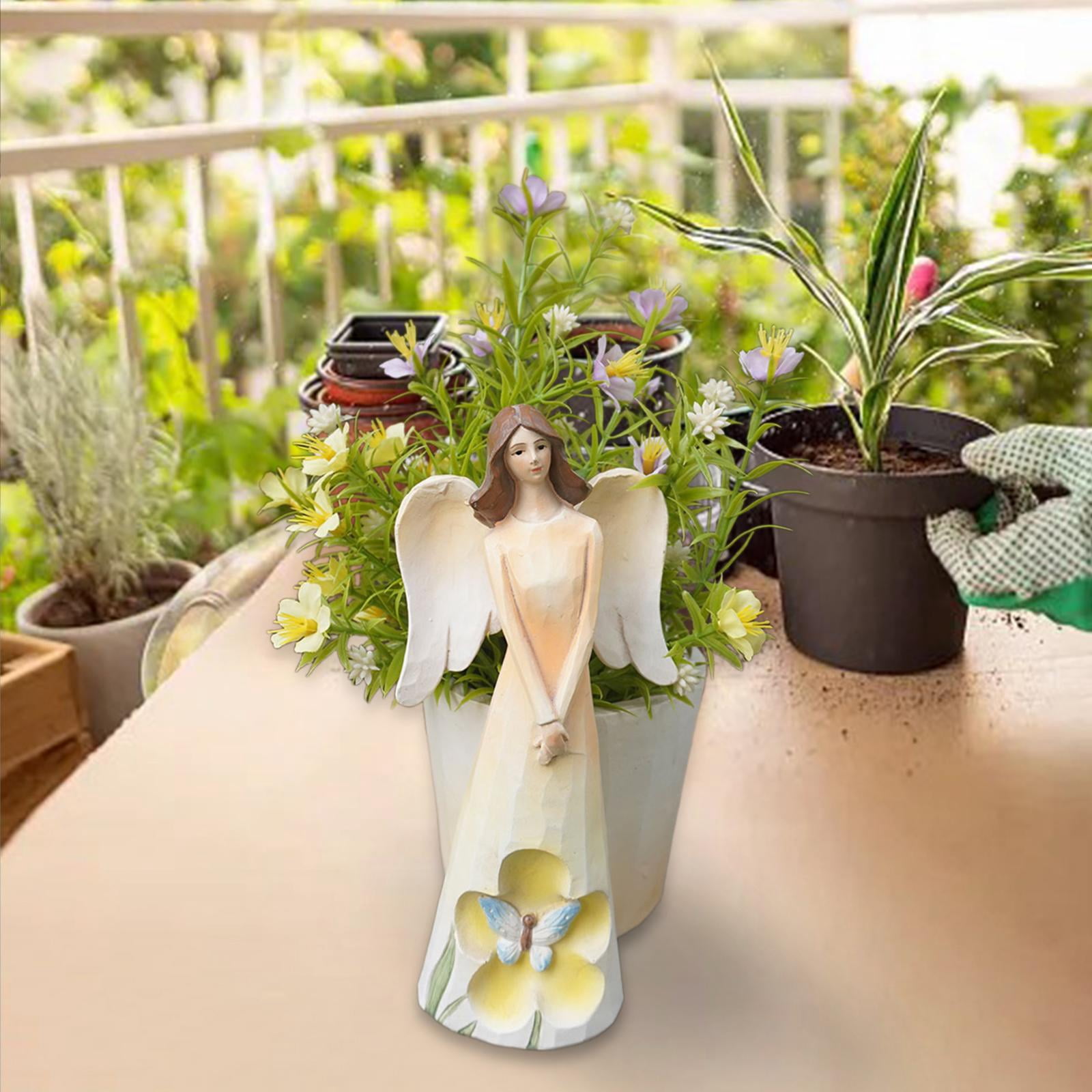 LOVIVER Decorative Angel Statue, Garden Planter with Flower Holder ...
