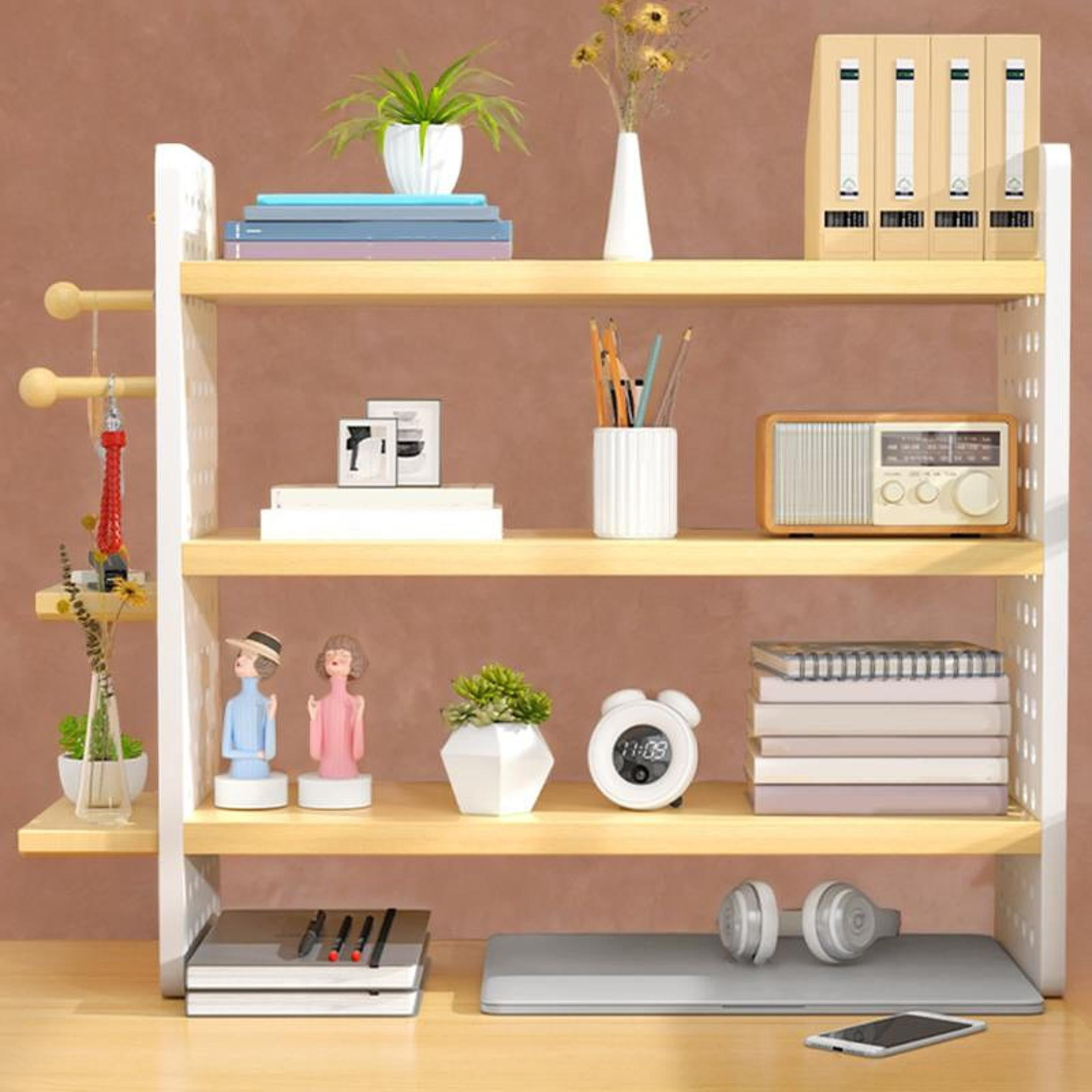 LOVIVER Desk Organizer Desktop Display Rack 3 Tier Space Saving Wood ...