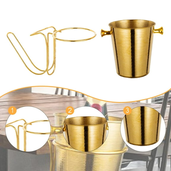 LOVIVER Desktop Ice Bucket Stand Coolers Rack Lightweight Multifunction Heavy Duty Bucket Rack for BBQ Cooking Outdoor Camping Gold