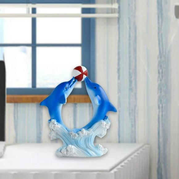 LOVIVER Dolphin Statue Figurine Collectible Decorations Desk Cake Topper Resin Figure Sea Animal Sculpture for Cabinet Office Bedroom B