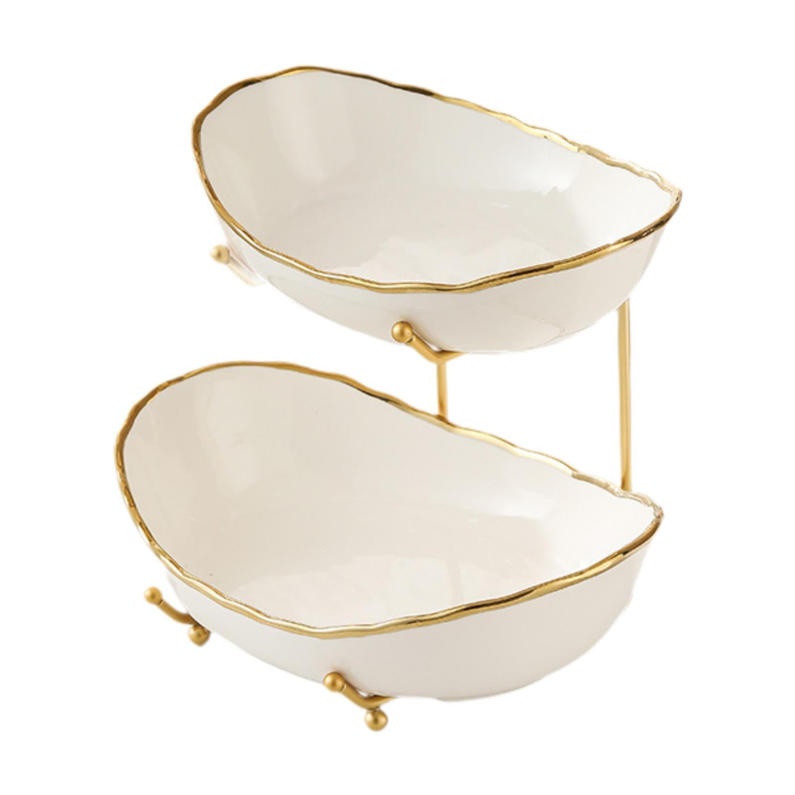 LOVIVER Obstschale Mit Sockel - Elegante Präsentationsschale Gold (24x12 Cm)