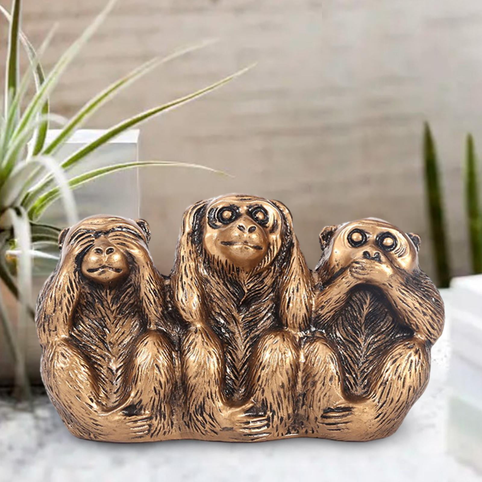 LOVIVER Monkey Figurines, Handmade, Resin Monkeys Sculpture,See No Evil ...