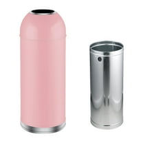 LOVIVER Open Top Dome Trash Can Commercial Stainless Steel for Toilet Bedroom Office 35L Pink