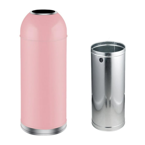 LOVIVER Open Top Dome Trash Can Commercial Stainless Steel for Toilet Bedroom Office 35L Pink