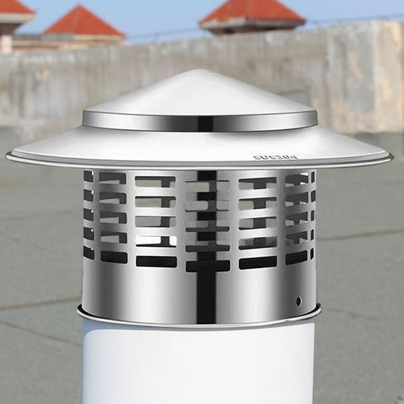 LOVIVER Round Chimney Cap,Chimney Flue Cover,Cone Top Chimney Cap Rainproof Exhaust Vent Lid Roof for House,Winter, A