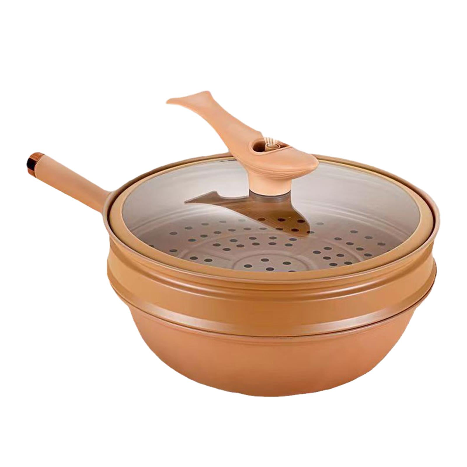 LOVIVER Wok Light Micro Pressure Wok with Glass Lid Cookware and