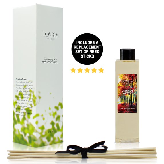 LOVSPA Cashmere Woods Reed Diffuser Oil Refill with Replacement Reed Sticks
