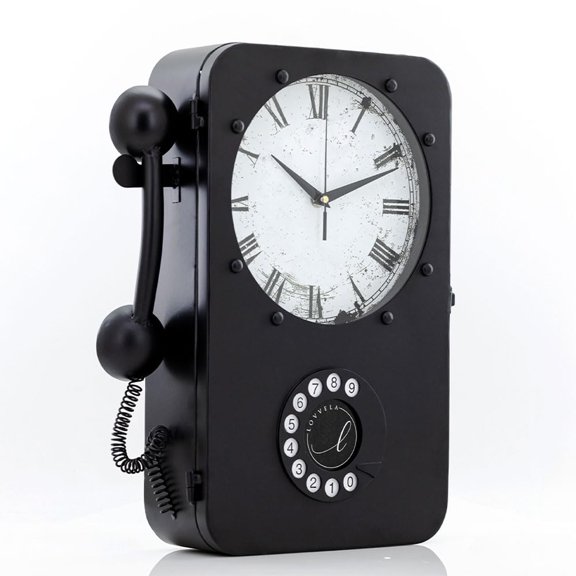 LOVVELA Vintage Farmhouse Wall Decor Retro Clock with Storage and Latch Lock Design, Battery Operated Metal Rectangular Wall Clocks for Home, Living Room Gift for Birthday, Grandfather - Black Y101