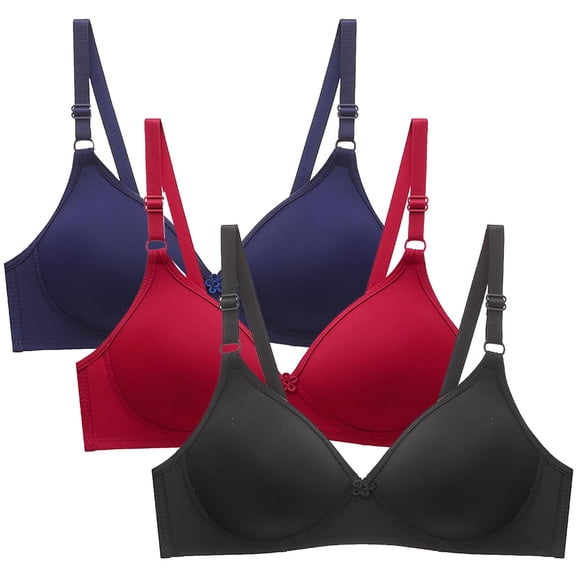 LOVZFMLL 3 Pack Bras for Women Solid Color Comfort Soft Push Up Everyday Bras No Underwire Full Coverage Breathable Bralettes