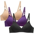 thumbnail image 1 of LOVZFMLL 3 Pack Bras for Women Solid Color Comfort Soft Push Up Everyday Bras No Underwire Full Coverage Breathable Bralettes, 1 of 5