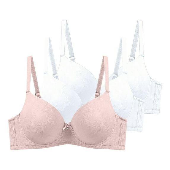 LOVZFMLL 3 Pack Plus Size Bras for Women Floral Comfort Underwire Bra Push Up Full Coverage Padded Bra Everyday Bralettes AC 46