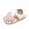 thumbnail image 1 of LOVZFMLL Baby Girls Summer Sandals Flower Closed Toe Soft Sole Beach Flats Outdoor Dress Shoes First Walkers Shoes 6-12 Months White, 1 of 8