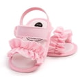 thumbnail image 1 of LOVZFMLL Baby Girls Summer Sandals Princess Dress Shoes for Outdoor Beach Soft Sole Open Toe Slip On First Walkers Flats Pink 6-9 Months, 1 of 7