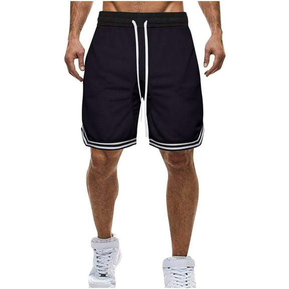 LOVZFMLL Basketball Shorts for Men Golf Running Athletic Gym Workout Shorts Elastic Waist Drawstring with Zipper Pockets Black 2XL