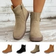 thumbnail image 1 of LOVZFMLL Boots for Women Ankle Booties Side Zipper Round Toe Slip Resistant Flat Heel Buckle Casual Fashion Fall Winter Shoes, 1 of 9