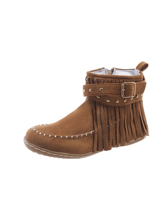 Boots for Women Ankle Booties Side Zipper Round Toe Slip Resistant Flat Heel Studded Fall Winter Fashion Shoes