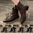 thumbnail image 1 of LOVZFMLL Boots for Women Ankle Chelsea Boots Side Zipper Pointy Toe Slip Resistant Low Block Heel Leather Fall Winter Fashion, 1 of 9