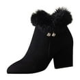 thumbnail image 1 of LOVZFMLL Boots for Women Ankle Winter Boots Zipper Up Pointy Toe Slip Resistant Mid Chunky Heel Suede Casual Fall Fashion Boots, 1 of 6