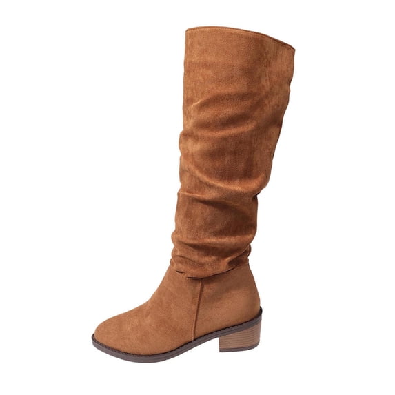 LOVZFMLL Boots for Women Mid Calf Chelsea Boots Pointy Toe Slip Resistant Low Block Heel Leather Fall Winter Fashion Shoes