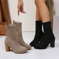 thumbnail image 1 of LOVZFMLL Boots for Women Mid Calf Chelsea Boots Pointy Toe Slip Resistant Mid Block Heel Knit Sock Boots Fall Winter Shoes, 1 of 9
