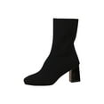 thumbnail image 1 of LOVZFMLL Boots for Women Mid Calf Chelsea Boots Round Toe Slip Resistant Mid Block Heel Knit Fall Winter Fashion Shoes, 1 of 6