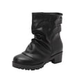 thumbnail image 1 of LOVZFMLL Boots for Women Mid Calf Stovepipe Boots Round Toe Slip Resistant Low Chunky Heel Punk Style Fall Winter Shoes, 1 of 7