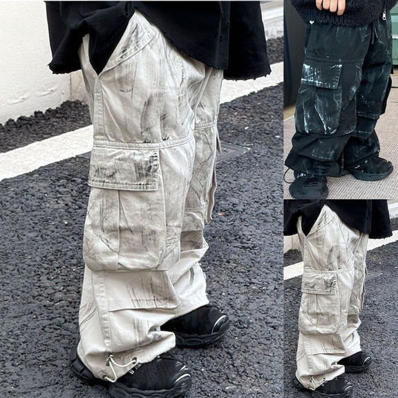 LOVZFMLL Boys Cargo Pants Casual Straight Wide-Leg Loose Fit Long Pants Going Out Sweatwear with Big Pockets Toddler Boys Clothes 1-2 Years