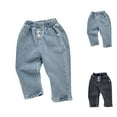 thumbnail image 1 of LOVZFMLL Boys Girls Jeans Comfy Solid Relaxed Fit Pants Casual Ankle Length Denim Pants Elastic Waist with Pockets Newborn Boys Girls Clothes 0-3 Months, 1 of 4