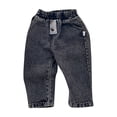 thumbnail image 1 of LOVZFMLL Boys Girls Jeans Comfy Solid Relaxed Fit Pants Casual Ankle Length Denim Pants Elastic Waist with Pockets Newborn Boys Girls Clothes 9-12 Months, 1 of 6
