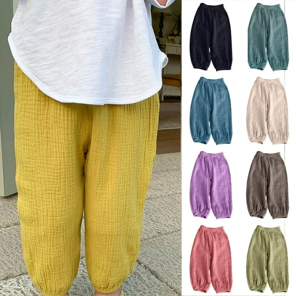 LOVZFMLL Boys Girls Pants Relaxed Fit Joggers Solid Casual Ankle Length Pants Elastic Waist with Pockets Toddler Boys Girls Clothes 2-3 Years