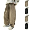 thumbnail image 1 of LOVZFMLL Boys Sweatpants Thick Warm Fall Winter Pants Straight Wide-Leg Loose Fit Long Pants for Casual Running Exercise with Pockets Little Boys Clothes 5-6 Years, 1 of 4