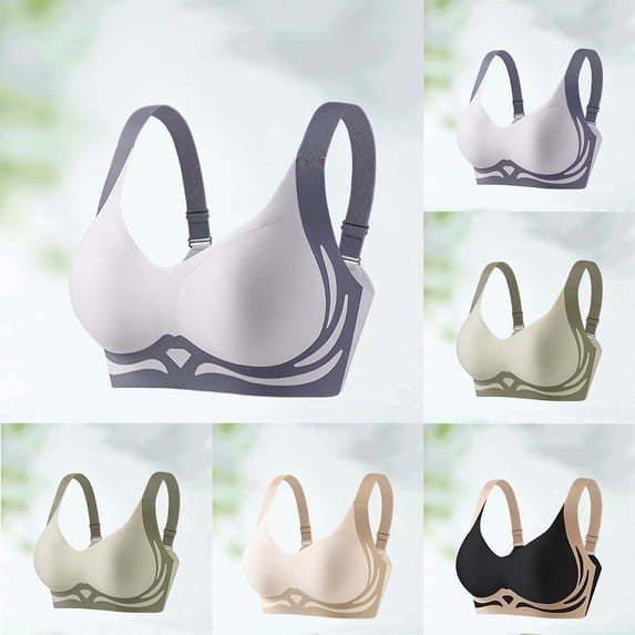 LOVZFMLL Bras for Women Comfort Soft Push Up Sports Bras Full Coverage Padded Bra Wireless Everyday Bralettes Adjustable Straps Army Green 2XL