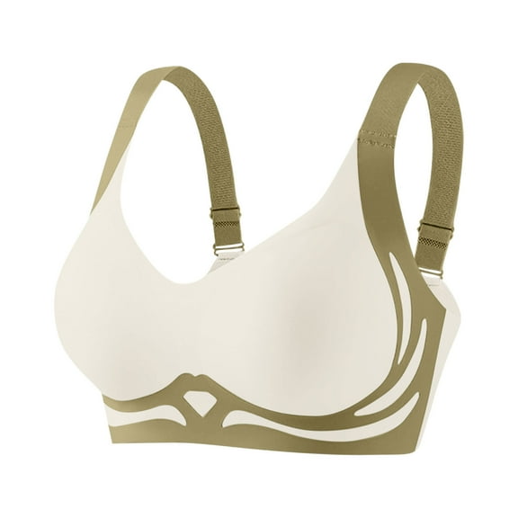 LOVZFMLL Bras for Women Comfort Soft Push Up Sports Bras Full Coverage Padded Bra Wireless Everyday Bralettes Adjustable Straps Army Green M