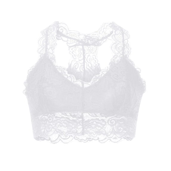 LOVZFMLL Bras for Women Lace Floral V Neck Racerback Crop Tank Top with Pad Comfort Soft Breathable Everyday Bras