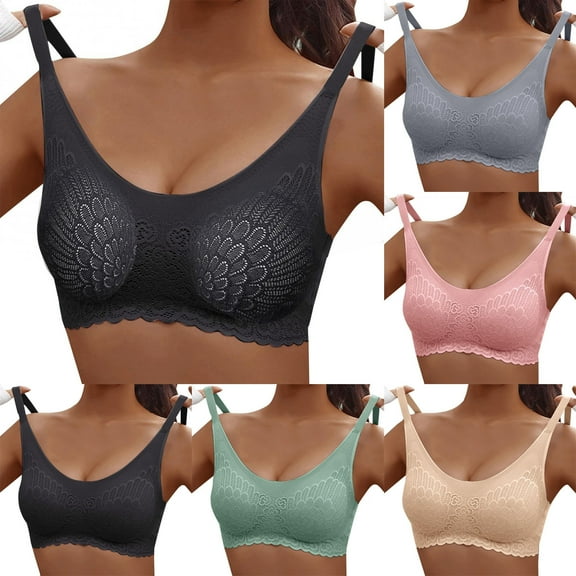 LOVZFMLL Bras for Women Lace Seamless Comfortable Crop Tank Top with Pad No Underwire Full Coverage Soft Breathable Everyday Bras