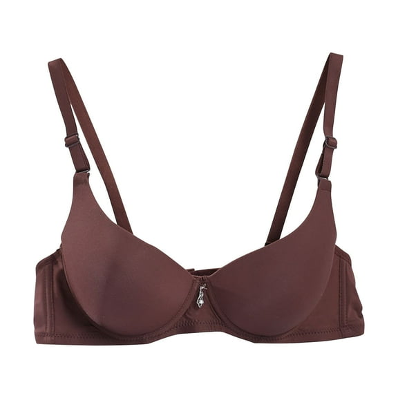 LOVZFMLL Bras for Women Solid Color Comfort Soft Push Up Bra Breathable Seamless Adjustable Straps Everyday Bralettes Brown L
