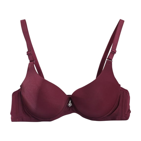 LOVZFMLL Bras for Women Solid Color Comfort Soft Push Up Bra Breathable Seamless Adjustable Straps Everyday Bralettes Wine L