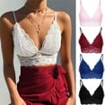 thumbnail image 1 of LOVZFMLL Bras for Women Spaghetti Strap Deep V Neck Lace Floral Embroidered Crop Tank Top with Pad Women's Elegant Classic Dressy Top, 1 of 9
