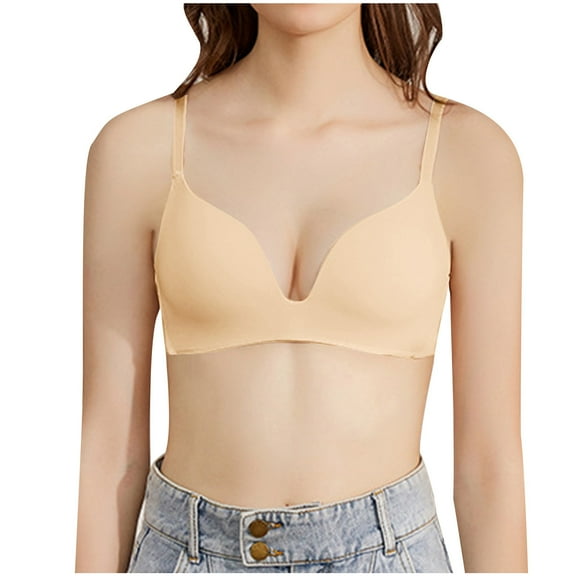 LOVZFMLL Bras for Women or Teen Girl Lightweigt Solid Color Comfort Soft Bra No Underwire Push Up Everyday Bralettes Beige XS